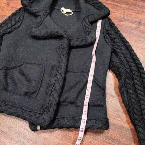 Knitss Wool Cable Knit Black Thick Lux Cardigan Twee M - Picture 7 of 16